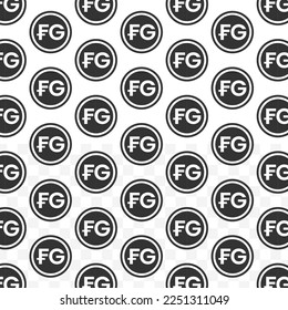 Pattern of Guinean Franc coin in white background with mini doodle (icons). Vector Illustration