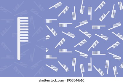 Pattern: hair comb on purple background
