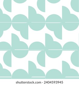 Pattern with a half of circle, mint color, white background abstract