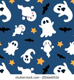 Pattern Halloween Bat and Ghosts Cartoon