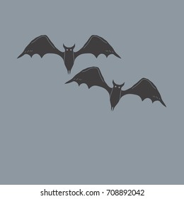 Pattern of  Halloween, bat . Hand drawn.