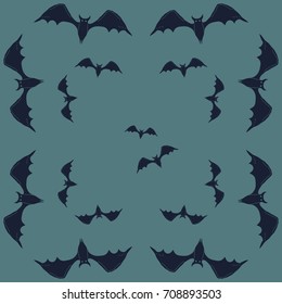 Pattern of  Halloween, bat . Hand drawn.
