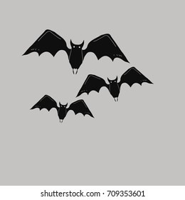 Pattern of  Halloween, bat . Hand drawn.
