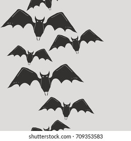 Pattern of  Halloween, bat, seamless . Hand drawn.