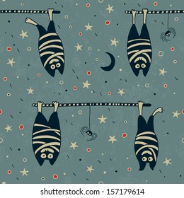 The pattern for Halloween. Four cute bats and spider