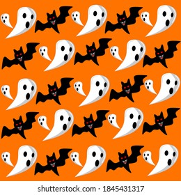 pattern Halloween ghost and bat vampire,vector illustration design art