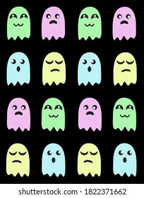 Pattern for Halloween. Ghosts for background. Background with ghosts for the holidays. Colored background for the holidays