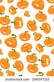 Pattern for Halloween with a laughing pumpkin. A seamless pattern for celebratory Halloween festivities with laughing pumpkins.