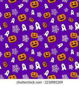 Pattern of Halloween on purple background.