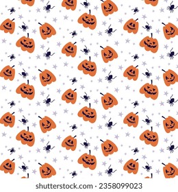 Pattern for Halloween with orange spooky pumpkin