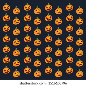 pattern of halloween pumpkin with scary face