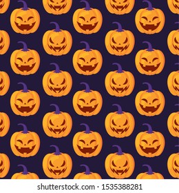 pattern of halloween pumpkin with scary face vector illustration design