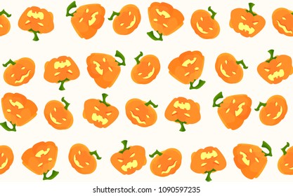 Pattern for Halloween with pumpkins and different emotions on them. A seamless pattern for holiday organization Halloween with pumpkins that smile, sad, angry and do not understand what is happening.