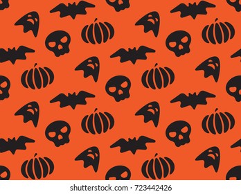 Pattern Halloween Skull Pumpkin Bat Ghost