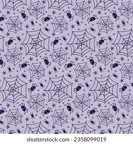 Pattern for Halloween with spiders and spider web