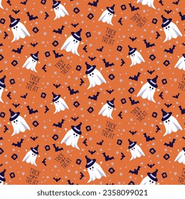 Pattern for Halloween with spooky ghosts and bats