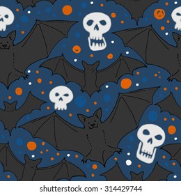 Pattern Halloween vector. Spiders and cobwebs, bats. Decorating for the holidays, autumn decor, children's drawing, scribble, color ornament