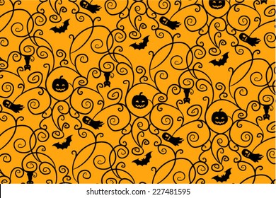 Pattern for halloween yellow background 