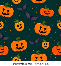 Pattern with Hallowen pumpkins. Vector art