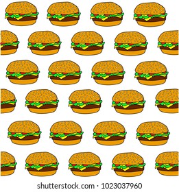 Pattern hamburger. Vector illustration