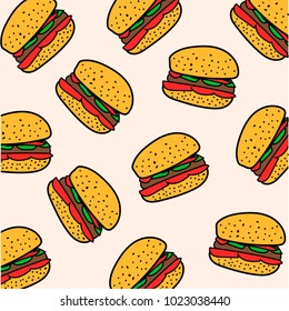 Pattern Hamburger. Vector Illustration