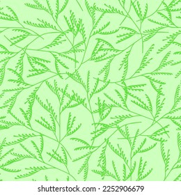 Pattern from hand draw abstract leaves. Nature botanic elements. Vector illustration.