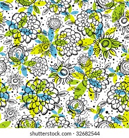 pattern of hand draw  flowers, vector illustration