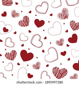 Pattern with hand draw heart. Love background