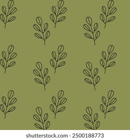 Pattern hand drawing Cute Decorative plants leaves grasses