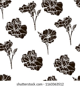 Pattern of hand drawn camellias