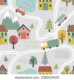 Pattern with hand drawn cars. Can be used for children's textiles, pattern for boys.