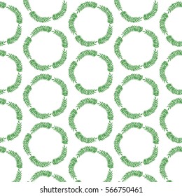 Pattern with hand drawn doodle floral wreath. Organic food and cosmetics labels and elements, for restaurants and products shops, fresh markets, farms, vegan food. Cartoon natural vector illustration.