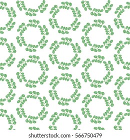 Pattern with hand drawn doodle floral wreath. Organic food and cosmetics labels and elements, for restaurants and products shops, fresh markets, farms, vegan food. Cartoon natural vector illustration.