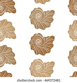 Pattern with hand drawn doodle shell and background