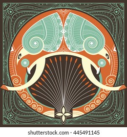 pattern hand drawn Elephant vector background.