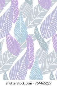 Pattern Hand drawn Feathers on white background. Useful for Sticker, Coloring, Ethnic Design and other. Girly or Boho Stuff.