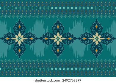 Pattern hand drawn floral, Motif ethnic ikat floral seamless textile illustration,  embroidery, print striped 
ornament floral, pattern, design for wrapping, silk, scarf, background, textile, 