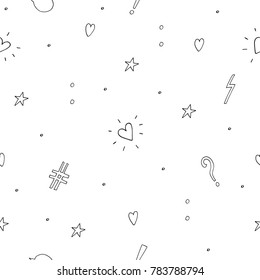 pattern with hand drawn heart and stars