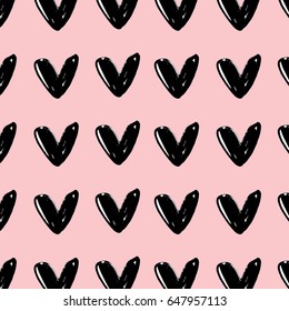 Pattern with hand drawn hearts.Perfect design for posters, cards, textile, web pages.