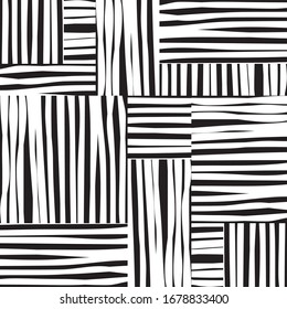 Muster mit handgezeichneten horizontalen und vertikalen schwarzen Streifen