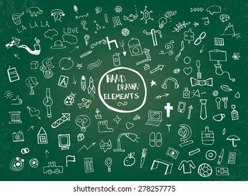 Pattern with Hand Drawn Icons and Elements. Vector Illustration