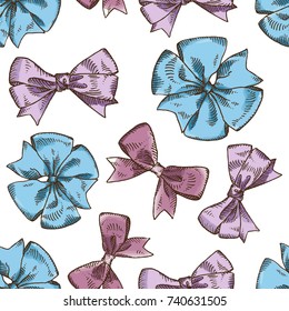Pattern with hand drawn ribbons. Perfect for gift wrapping paper and prints.