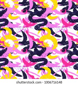 Pattern hand drawn seamless brushes.Expressive dry color seamless pattern. Minimalistic creative trend strokes. Winter, spring or summer seasons. Vector design for cover, print, textile or wrapp paper