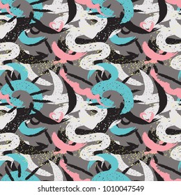 Pattern hand drawn seamless brushes.Expressive dry color seamless pattern. Minimalistic creative trend strokes. Winter, spring or summer seasons. Vector design for cover, print, textile or wrapp paper