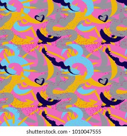 Pattern hand drawn seamless brushes.Expressive dry color seamless pattern. Minimalistic creative trend strokes. Winter, spring or summer seasons. Vector design for cover, print, textile or wrapp paper