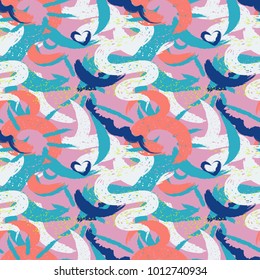 Pattern hand drawn seamless brushes.Expressive dry color seamless pattern. Minimalistic creative trend strokes. Winter, spring or summer seasons. Vector design for cover, print, textile or wrapp paper