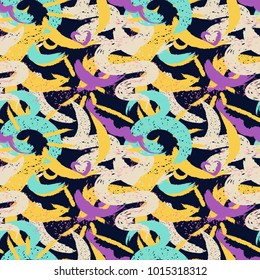 Pattern hand drawn seamless brushes.Expressive dry color seamless pattern. Minimalistic creative trend strokes. Winter, spring or summer seasons. Vector design for cover, print, textile or wrapp paper