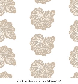 Pattern with hand drawn seashells