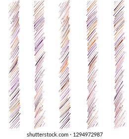 Pattern hand drawn stripes lines. Texture trendy coral, purple pink. Vector surface design.