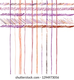 Pattern hand drawn stripes lines. Texture trendy coral, purple pink. Vector surface design.